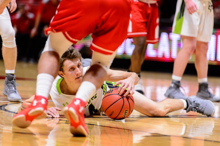 (Trent Nelson | The Salt Lake Tribune)  East vs. Timpanogos, 5A State high school basketball tournament at the Huntsman Center in Salt Lake City, Wednesday Feb. 28, 2018. Timpanogos's Derik Eaquinto (34).