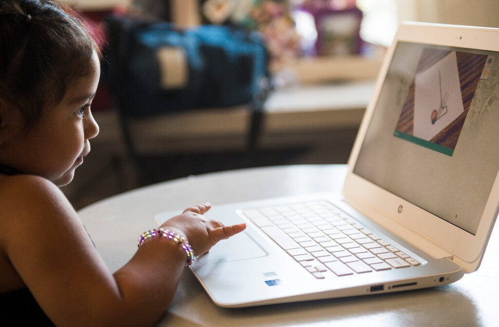 (Rick Egan | The Salt Lake Tribune) A 3-year-old student works on one of the UPSTART programs on a computer, Friday, Sept. 21, 2018.