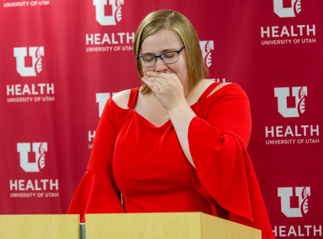 (Rick Egan  |  The Salt Lake Tribune)   Julia Ludlow talks about how her best friend found her, and asked if she was OK,as she was attempting to take her life, during a news conference about suicide prevention, Monday, July 8, 2019.