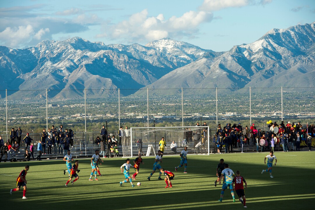 (Rick Egan  |  The Salt Lake Tribune)      The Real Monarchs play the Las Vegas Lights FC at the new Zions Bank Stadium in, Herriman, Monday, April 30, 2018.