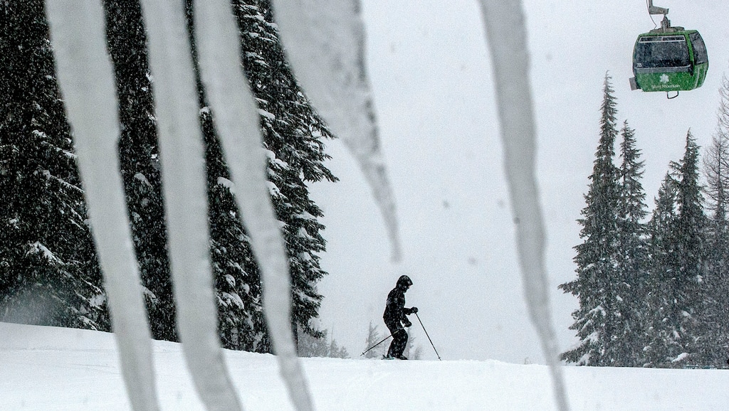 (Kathy Plonka | The Spokesman-Review | AP file photo) In this Feb. 25, 2013 file photo, a skier takes advantage of the snowy conditions at Silver Mountain in Kellogg, Idaho. The Shoshone County Sheriff's Office said Tuesday, Jan. 7, 2020, it received reports of up to three separate avalanches on the mountain and that emergency responders were coordinating rescue efforts.