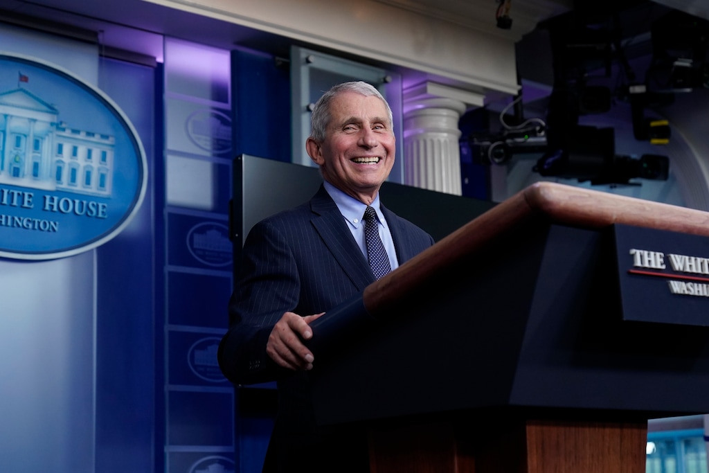 (AP Photo/Alex Brandon) FILE - Dr. Anthony Fauci, director of the National Institute of Allergy and Infectious Diseases, laughs while speaking in the James Brady Press Briefing Room at the White House, Thursday, Jan. 21, 2021, in Washington. The American Humanist Association announced Thursday that Dr. Anthony S. Fauci is its 2021 Humanist of the Year.