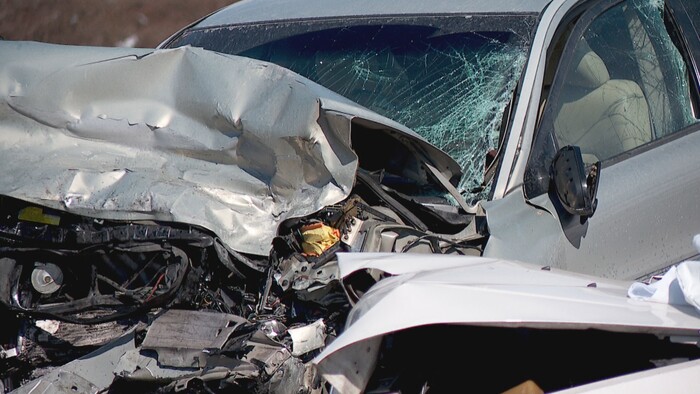 (Courtesy KUTV) Two people are dead after a 91-year-old man driving the wrong way on Legacy Parkway collided head-on with another car on Wednesday afternoon.