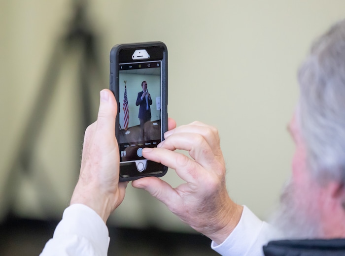 (Keith Johnson  |  for The Salt Lake Tribune) Newly elected Utah Congressman Ben McAdams, representing Utah's 4th District, holds a town hall meeting at the Redwood Recreational Center in West Valley City, Utah on Jan. 19, 2019. McAdams held the town hall meeting to make good on a promise to be more accessible to constituents, a criticism he leveled against former congresswoman Mia Love during McAdam's campaign. 