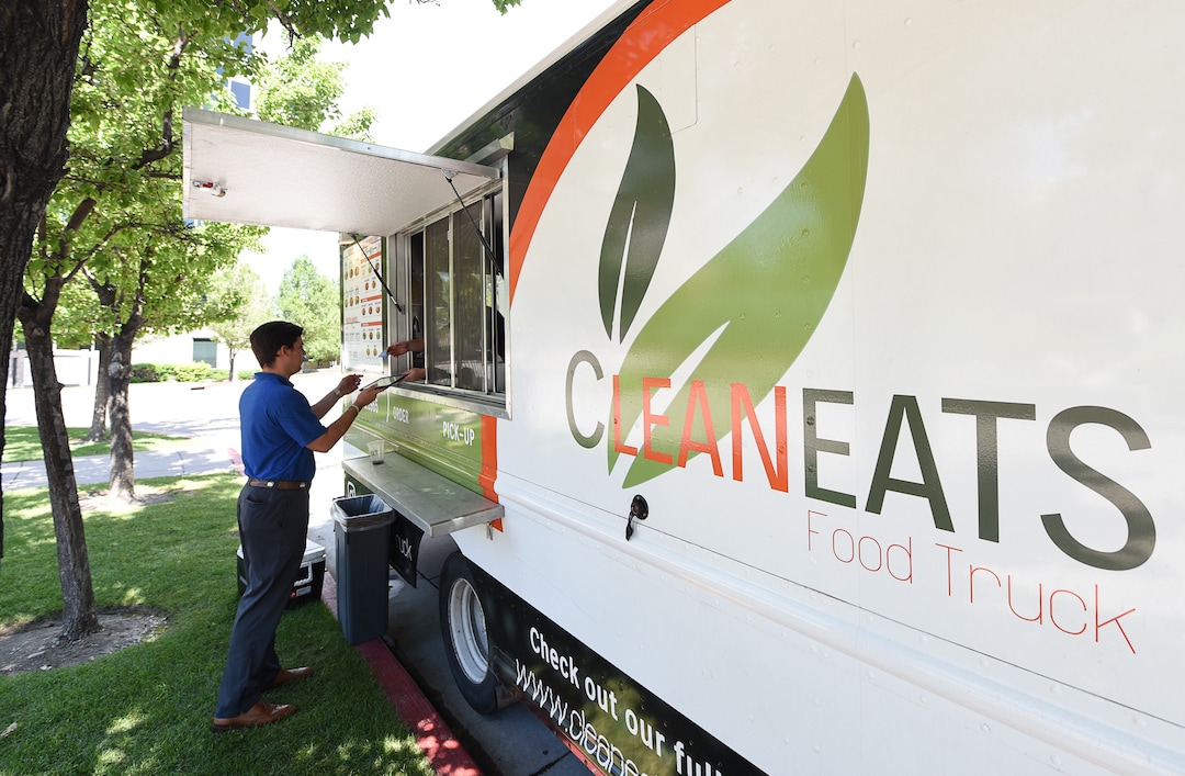 (Francisco Kjolseth  |  The Salt Lake Tribune)  Clean Eats food truck makes a stop at the South Town Business Park in Sandy on Monday, July 9, 2018.