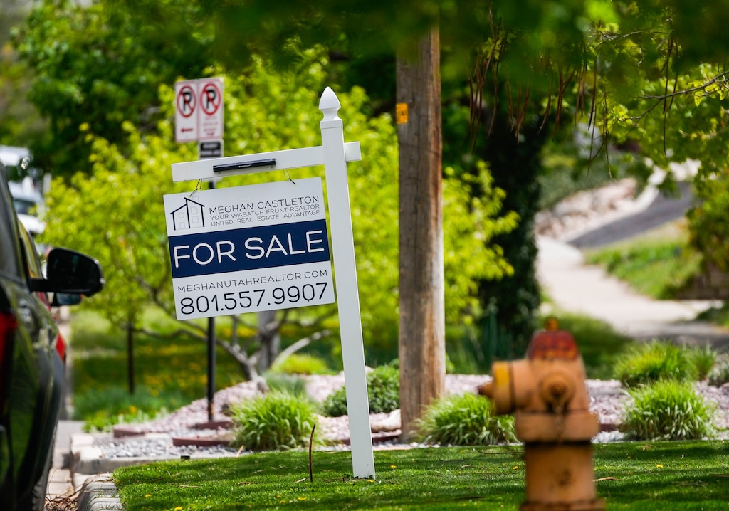 (Francisco Kjolseth | The Salt Lake Tribune) A home for sale in Salt Lake City is pictured on Wednesday, April 15, 2026.
