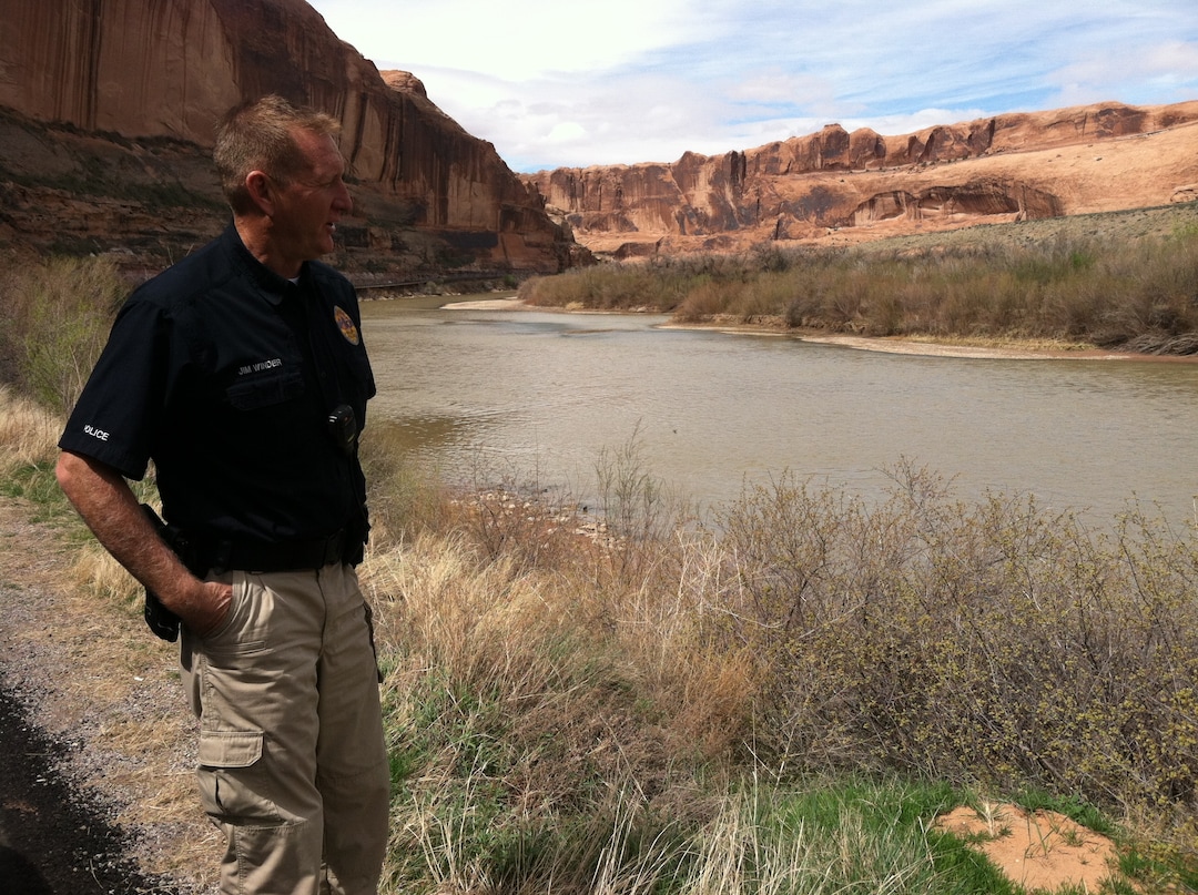 (Courtney Tanner | The Salt Lake Tribune) Jim Winder, the chief of police for Moab, stands on the side of the road near the Colorado River on April 7, 2018. He stepped down from his position as Salt Lake County sheriff in July 2017.