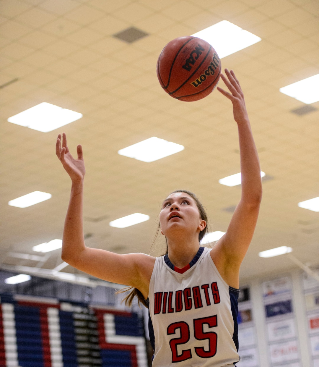 (Trent Nelson  |  The Salt Lake Tribune)  Woods Cross's Riley Aiono as Woods Cross hosts Viewpoint High School girls' basketball, Wednesday, January 24, 2018.