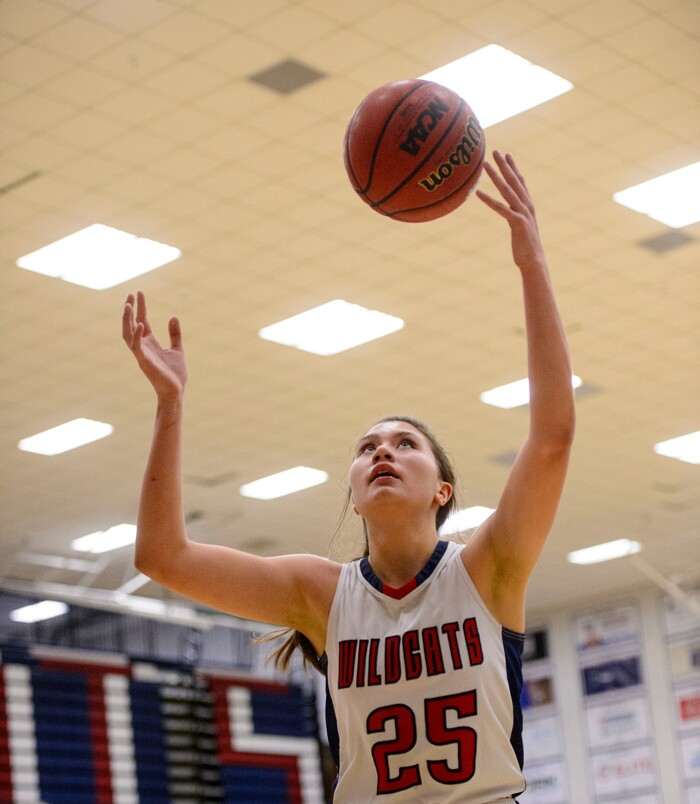 (Trent Nelson  |  The Salt Lake Tribune)  Woods Cross's Riley Aiono as Woods Cross hosts Viewpoint High School girls' basketball, Wednesday, January 24, 2018.