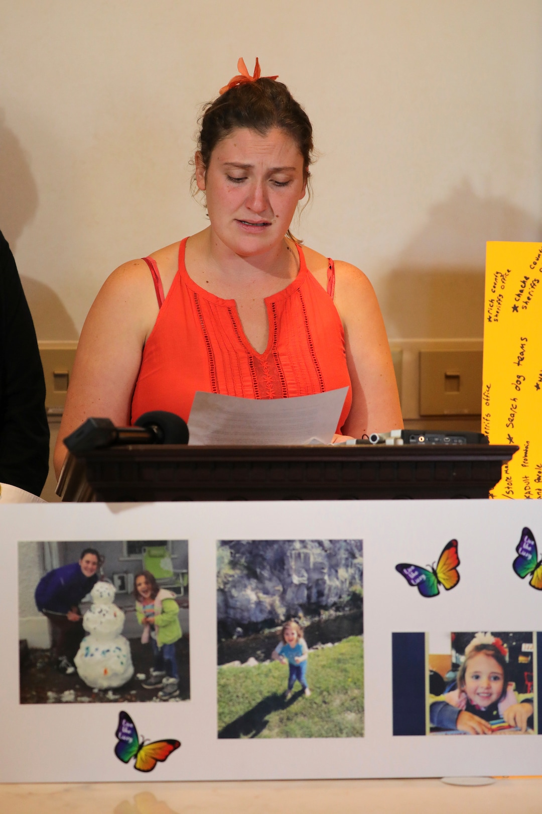 Jessica Black, the mother of Elizabeth "Lizzy" Shelley, speaks with reporters following the sentencing for Alex Whipple, Tuesday, Sept. 24, 2019, in Logan, Utah. Whipple, a Utah man who pleaded guilty to killing his 5-year-old niece has been sentenced to life in prison with no chance of parole. The girl's relatives called him a "monster" during an emotional hearing. (AP Photo/Rick Bowmer)