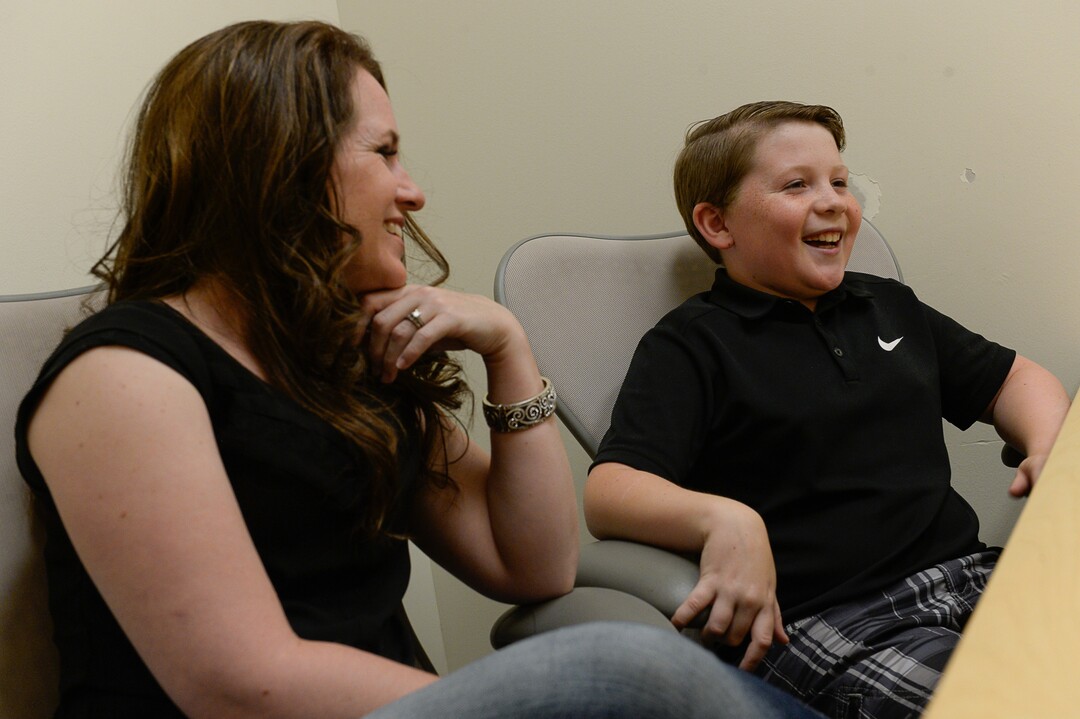 Francisco Kjolseth | The Salt Lake Tribune
Bryce Hortin, 11, of Syracuse talks about his interest in participating in a 10-year study through the University of Utah to monitor changes to his brain alongside his mother Telesa Hortin. At the U of U, psychology professor Deborah Yurgelun-Todd aims to enroll 1,000 Utahns into a study that will ultimately include 12,000 across the country to monitor kids in their preteen and teen years.