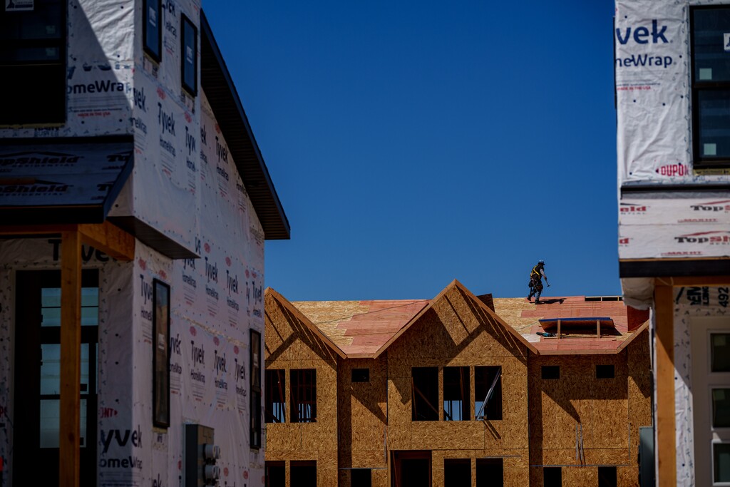 (Trent Nelson  |  The Salt Lake Tribune) Housing under construction in Eagle Mountain, on Friday, May 2, 2025.