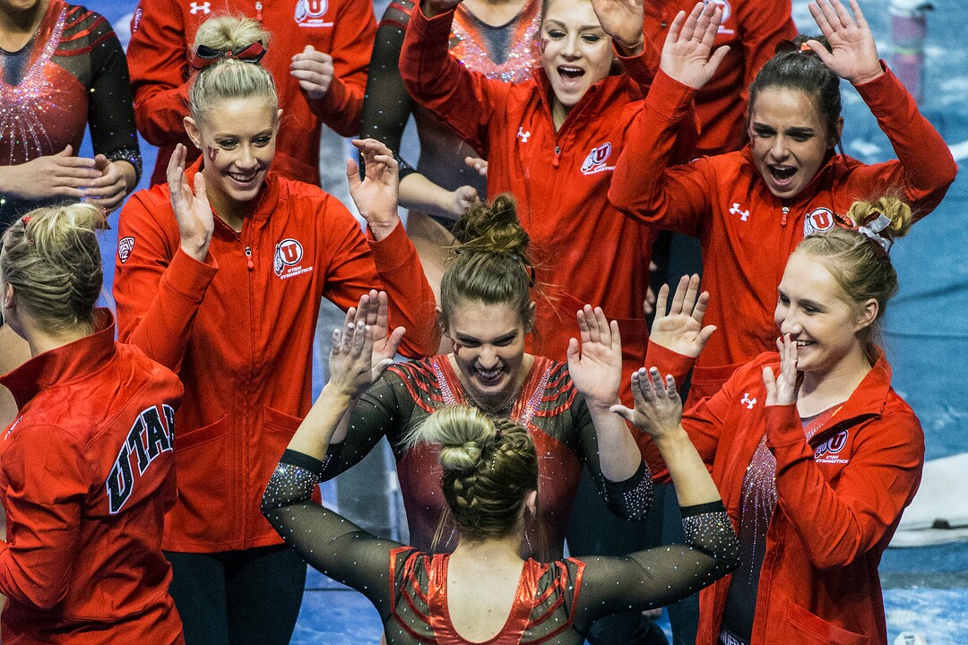 Chris Detrick  |  The Salt Lake TribuneUtah's Mykayla Skinner competes on the beam during the gymnastics meet against Brigham Young University at the Marriott Center Friday January 13, 2017. 