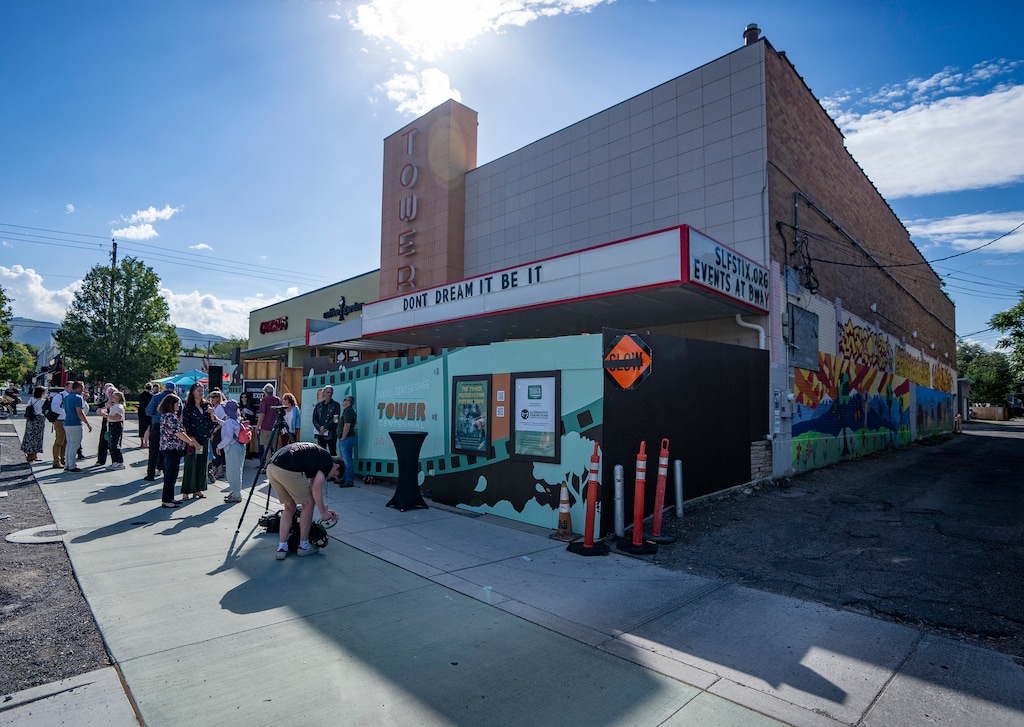 (Rick Egan | The Salt Lake Tribune) The exterior of the Tower Theatre on Wednesday, Sept. 16, 2026. The Salt Lake Film Society has kicked off a capital campaign to raise $8.5 million to renovate the 98-year-old movie house in Salt Lake City's 9th and 9th neighborhood.
