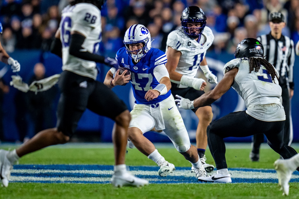 (Trent Nelson  |  The Salt Lake Tribune) BYU Cougars quarterback Bear Bachmeier (47) says he will be ready to play in the Pop-Tarts Bowl.