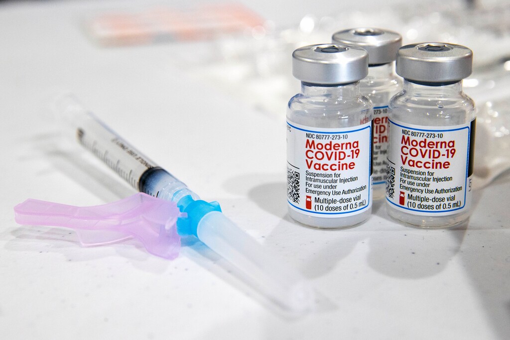 (Christopher Dolan | The Times-Tribune via AP, File)

In this Jan. 9, 2021, photo, vials of the Moderna COVID-19 vaccine are placed next to a loaded syringe in Throop, Pa.