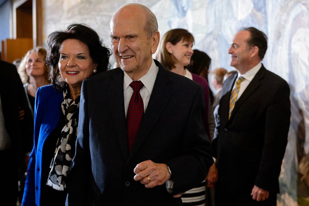 (Trent Nelson | The Salt Lake Tribune)  Russell M. Nelson and his wife Wendy Watson following a news conference in the lobby of the Church Office Building in Salt Lake City, Tuesday January 16, 2018. Nelson was named the 17th president of the nearly 16 million-member Church of Jesus Christ of Latter-day Saints.