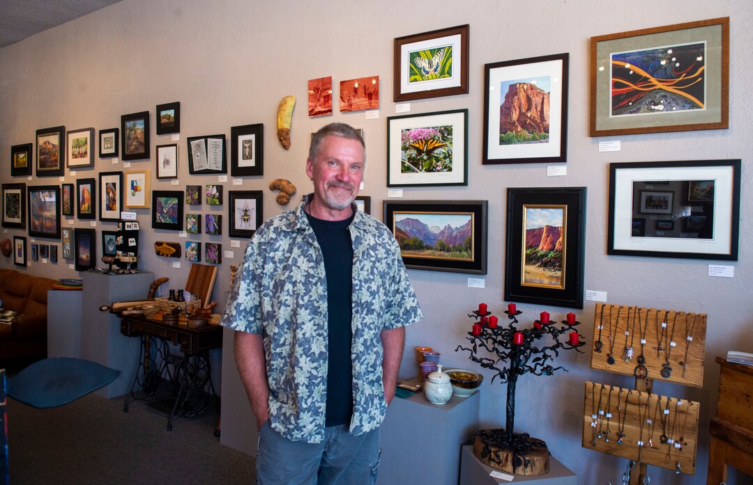 (Rick Egan  |  The Salt Lake Tribune)        Steve Yates in the Artisans Art Gallery in Cedar City, Wednesday, June 19, 2019.