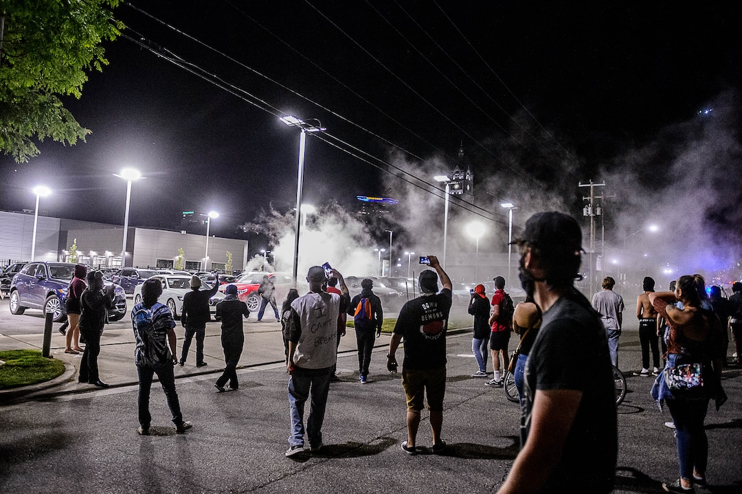 Protesters pelted vehicles with rocks when a protest against police brutality turned violent in Salt Lake City on Saturday, May 30, 2020.