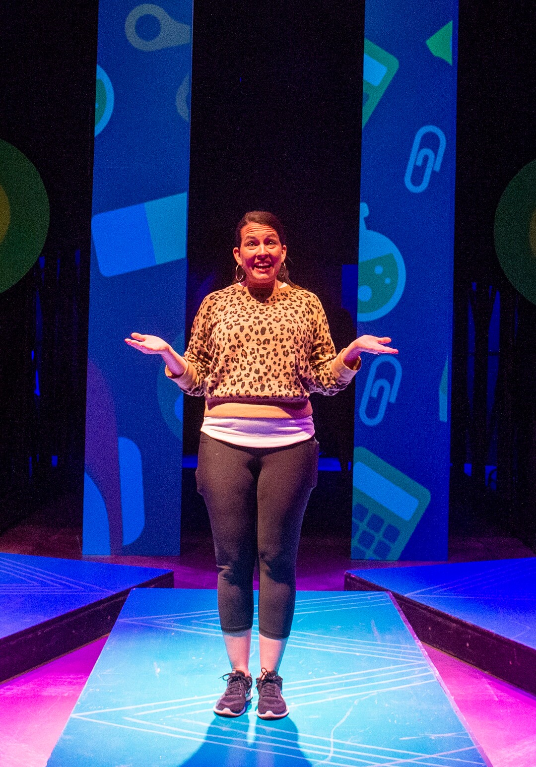 (Rick Egan  |  The Salt Lake Tribune)  Meighan Smith rehearses for the first Utah theater production since the COVID-19 lockdown, titled "The Corona Conundrum," at The Parker Theatre, Wednesday, May 13, 2020.