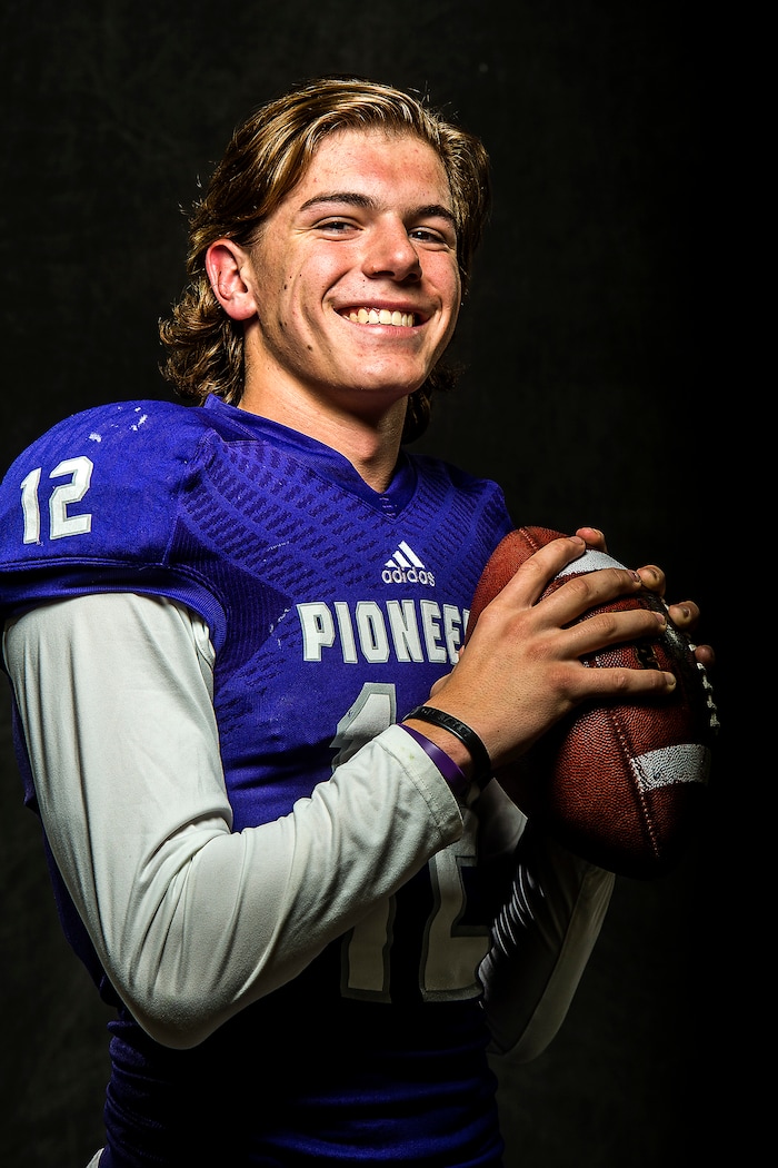Chris Detrick  |  The Salt Lake TribuneLehi quarterback Cammon Cooper poses for a portrait Friday December 9, 2016. 