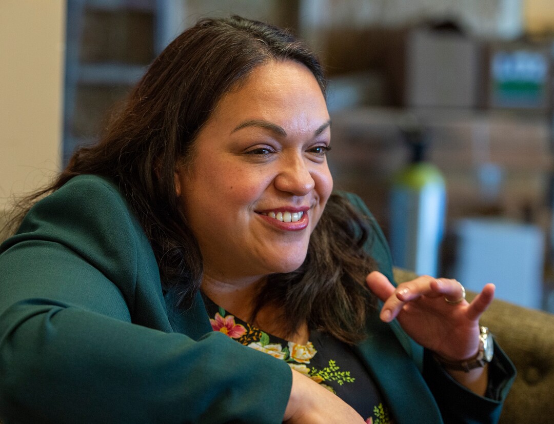 (Rick Egan  |  The Salt Lake Tribune)    Salt Lake City Mayoral candidate, Luz Escamilla talks about the challenges she has faced as as a Utah State Senator, in her campaign headquarters, Monday, Sept. 30, 2019.