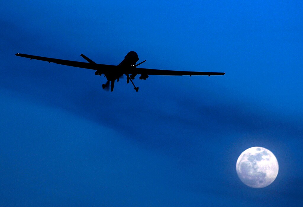 (Kirsty Wigglesworth | AP photo)

In this Jan. 31, 2010, photo, an unmanned U.S. Predator drone flies over Kandahar Air Field, southern Afghanistan, on a moon-lit night.