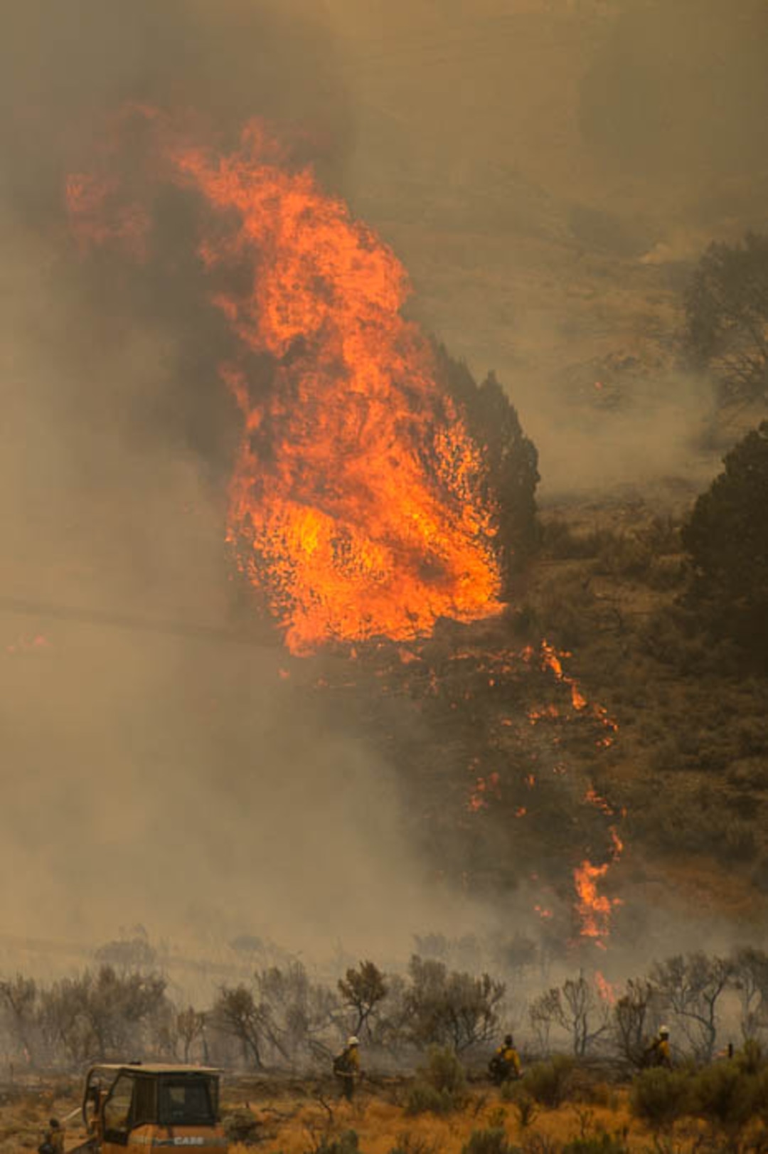 (Trent Nelson | The Salt Lake Tribune) The Coal Hollow Fire burns along Highway 6 in Utah County, Thursday Aug. 9, 2018.