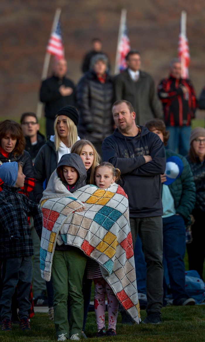 Leah Hogsten  |  The Salt Lake Tribune   Veterans, family members of active and retired military and patriotic supporters celebrated Veteran's Day at the Barker Park amphitheater in North Ogden with a  memorial for North Ogden's hometown hero Army Major Brent Russell Taylor, who was killed in action on November 3, 2018, while training an Afghan Army commando battalion in Afghanistan.
