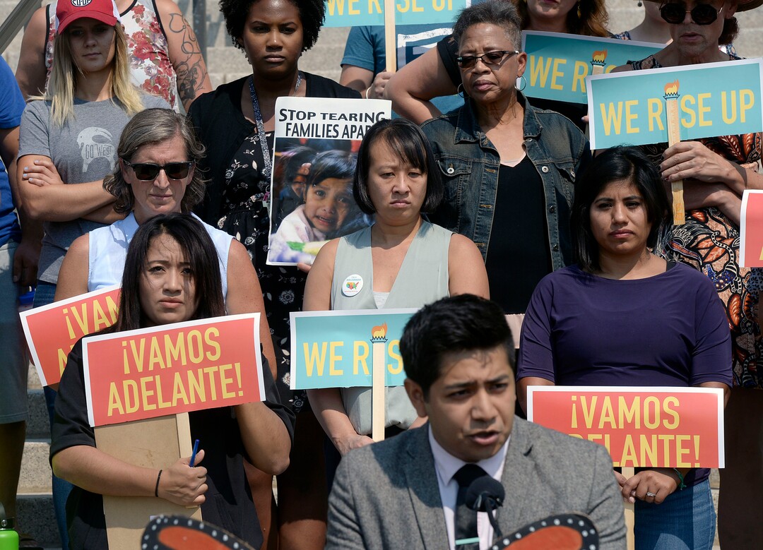 (Al Hartmann  |  The Salt Lake Tribune) 	
"Dreamer" Deyvid Morales, who has been in the country since he was 9 years old, speaks to a diverse group that gathered on the steps of the Utah Capitol on Tuesday, Sept. 5, 2017.  Comunidades Unidas (Communities United), that organized the event said that that the Trump adminstration's plans to end the DACA program is bad for Utah's families and economy. Individuals, including 'Dreamers," spoke out for Congress to come up with alternative legislation.
