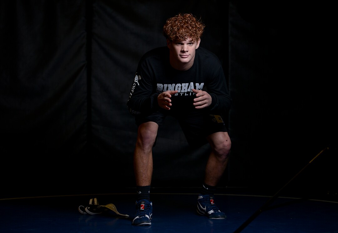 (Leah Hogsten  |  The Salt Lake Tribune)  Bingham High School wrestler Cole Moody is Utah's reigning state champ.