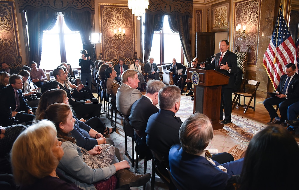 (Francisco Kjolseth | Tribune file photo) Supporters and opponents of Utah’s medical marijuana initiative joined with Utah Gov. Gary Herbert and legislative leaders Thursday, Oct. 4, 2018, at the Utah Capitol to announce a “shared vision” for cannabis policy.