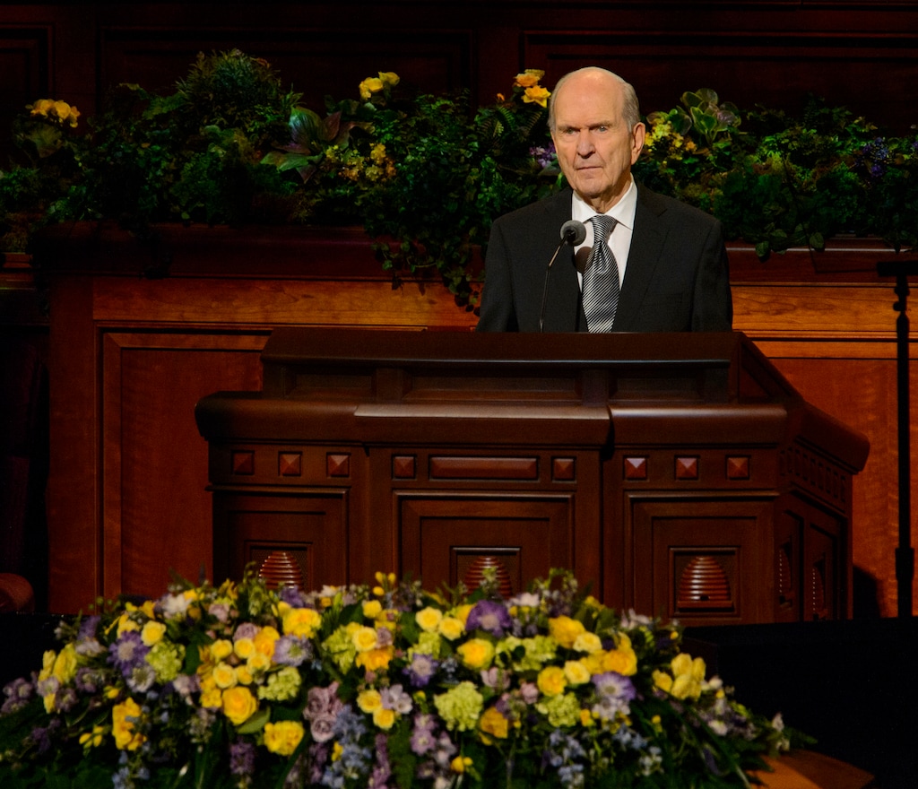 (Steve Griffin  |  The Salt Lake Tribune)  President Russell M. Nelson speaks during funeral services for LDS Church President Thomas S. Monson at the Conference Center in Salt Lake City, Friday, Jan. 12, 2018.
