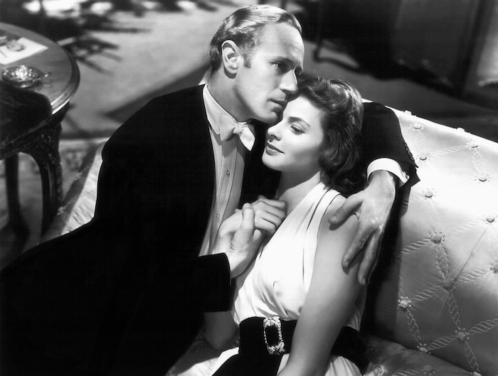 (courtesy photo) Leslie Howard (left) and Ingrid Bergman play musicians in love in the 1939 drama "Intermezzo: A Love Story." The movie was Bergman's first in Hollywood, and a remake of a movie in which she starred in her native Sweden.