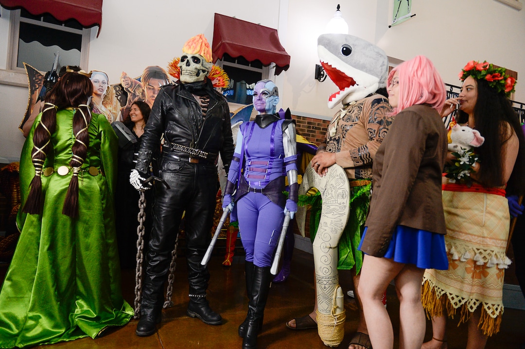 (Francisco Kjolseth  |  The Salt Lake Tribune)  FanX's twice-annual "press conference," draws cosplayers to Megaplex Jordan Commons in Sandy on Wed. June 12, 2019, for the announcement of the event's celebrity visitors.