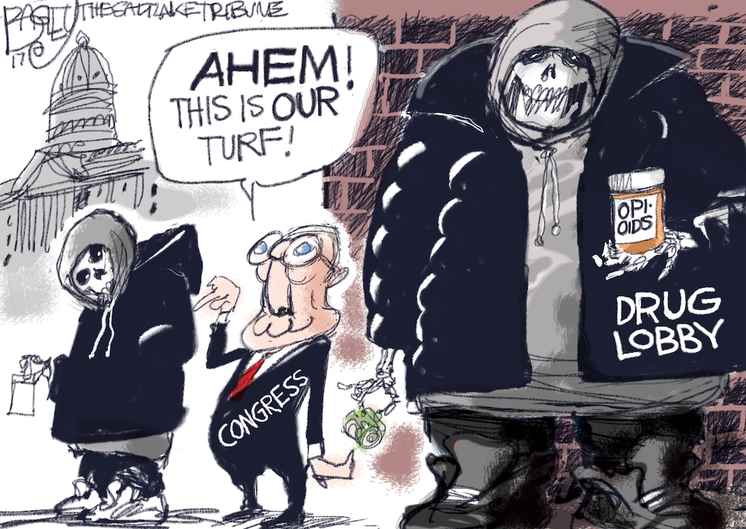 (Pat Bagley | The Salt Lake Tribune) This Pat Bagley cartoon, titled "Drug Dealing Lowlifes," appears in The Salt Lake Tribune on Tuesday, Oct. 17, 2017.
