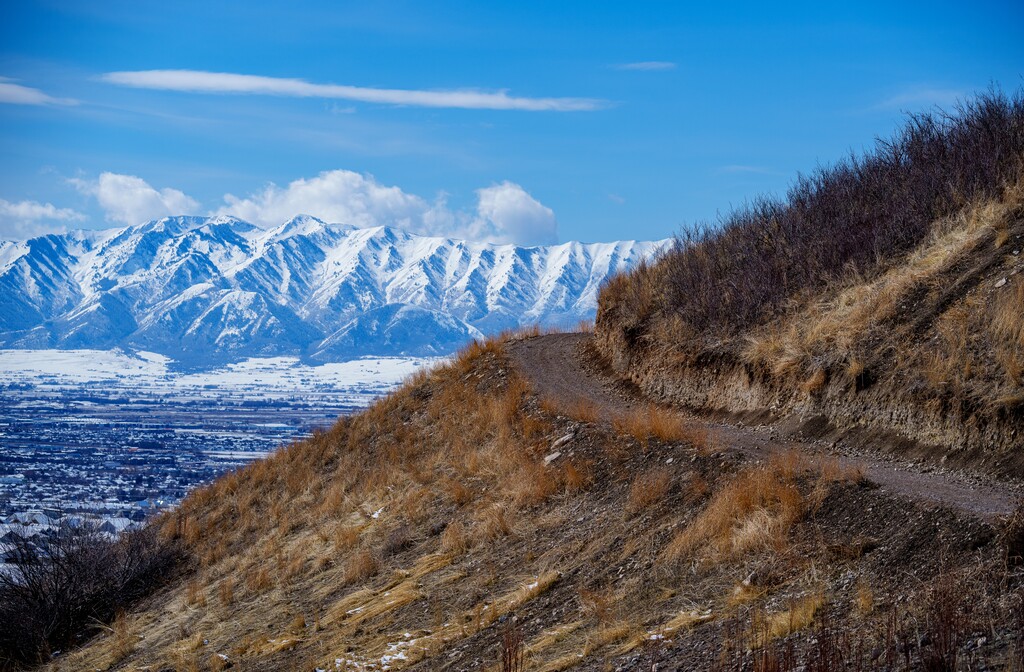 (Trent Nelson | The Salt Lake Tribune) The Bonneville Shoreline Trail at Hyde Park Canyon on Friday, March 7, 2025.