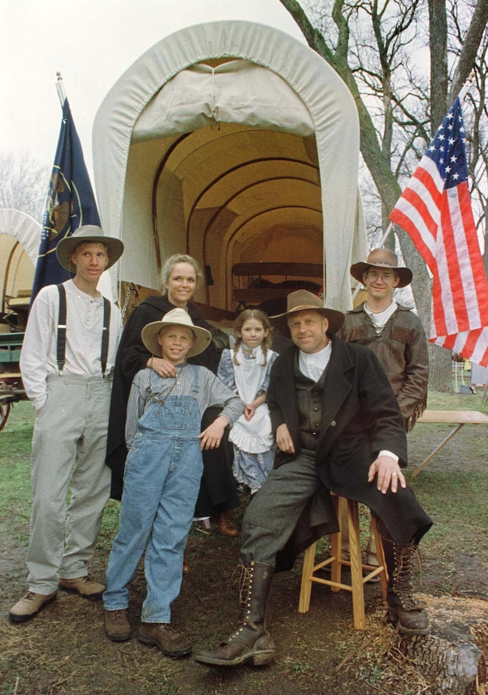 Rick Egan  |  Tribune File PhotoL-R The Whitaker family, Midway, Left to Right: Brent, 15, Linda (mom) Daniel, 11, Aleah,5, Tom (dad),  Ryan, 23, in Florence Nebraska, the day before the Trek to Utah.  