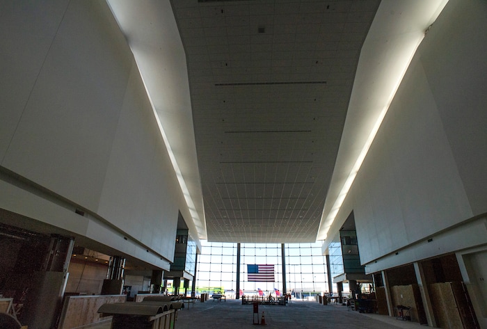 (Rick Egan  |  The Salt Lake Tribune)       A view from the new Airport Plaza. In less than a year the Salt Lake City Department of Airports will open the first phase of the new Salt Lake International Airport, Monday, Sept. 23, 2019.