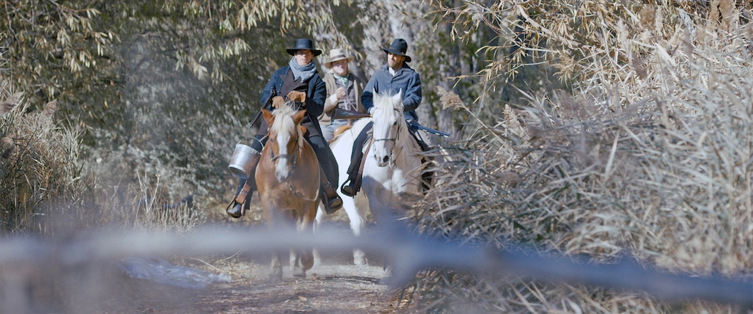(Photo courtesy Samuel Goldwyn Films / Rockwell Film Group) Samuel Tillery (Jasen Wade, left) leads two guards to Liberty jail, to protect six Latter-day Saint leaders from an angry mob, in the drama "Out of Liberty."