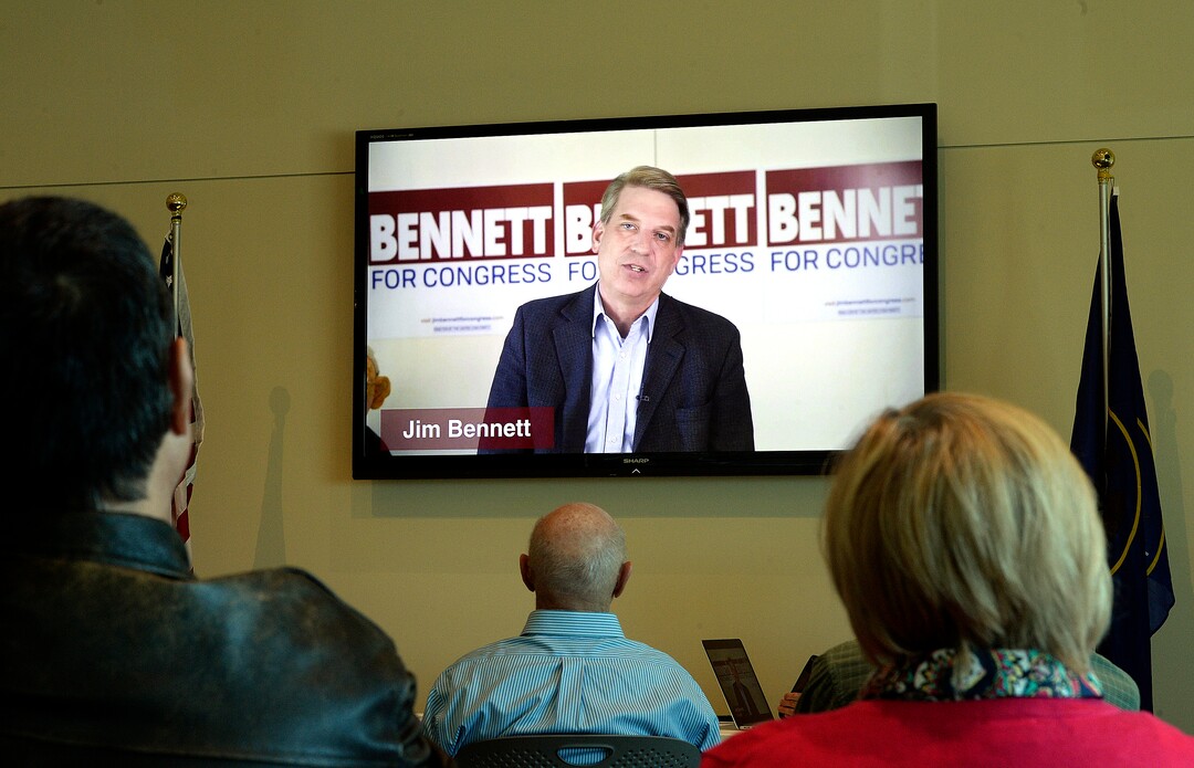(Scott Sommerdorf   |  The Salt Lake Tribune)   Congressional candidate Jim Bennett was part of a video touting the the new United Utah Party. The party held its first Salt Lake County convention to elect county officers, Saturday, October 28, 2017. 