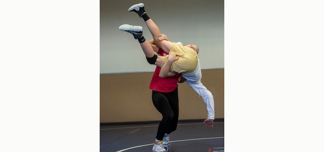 (Rick Egan | The Salt Lake Tribune)   Sage Mortimer wrestles Andrew Fox, during practice, at American Leadership Academy, Thursday, Feb. 4, 2021.
