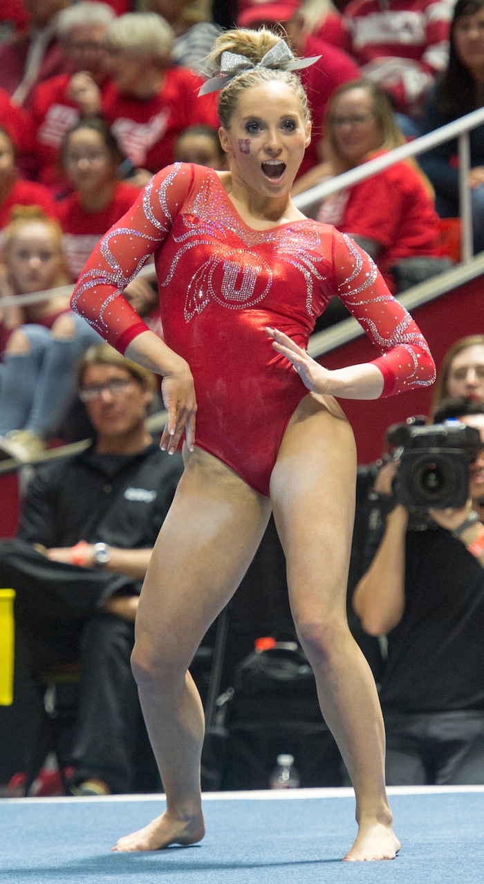 Rick Egan  |  The Salt Lake Tribune

MyKayla Skinner performs on the floor for the Utes, in gymnastics action, Utah vs UCLA, at the Huntsman Center, Saturday, February 18, 2017.