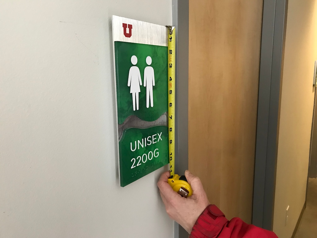 (Courtney Tanner | The Salt Lake Tribune) Students made an inventory of the single-stall bathrooms at the University of Utah on Monday, Dec. 10, 2018.