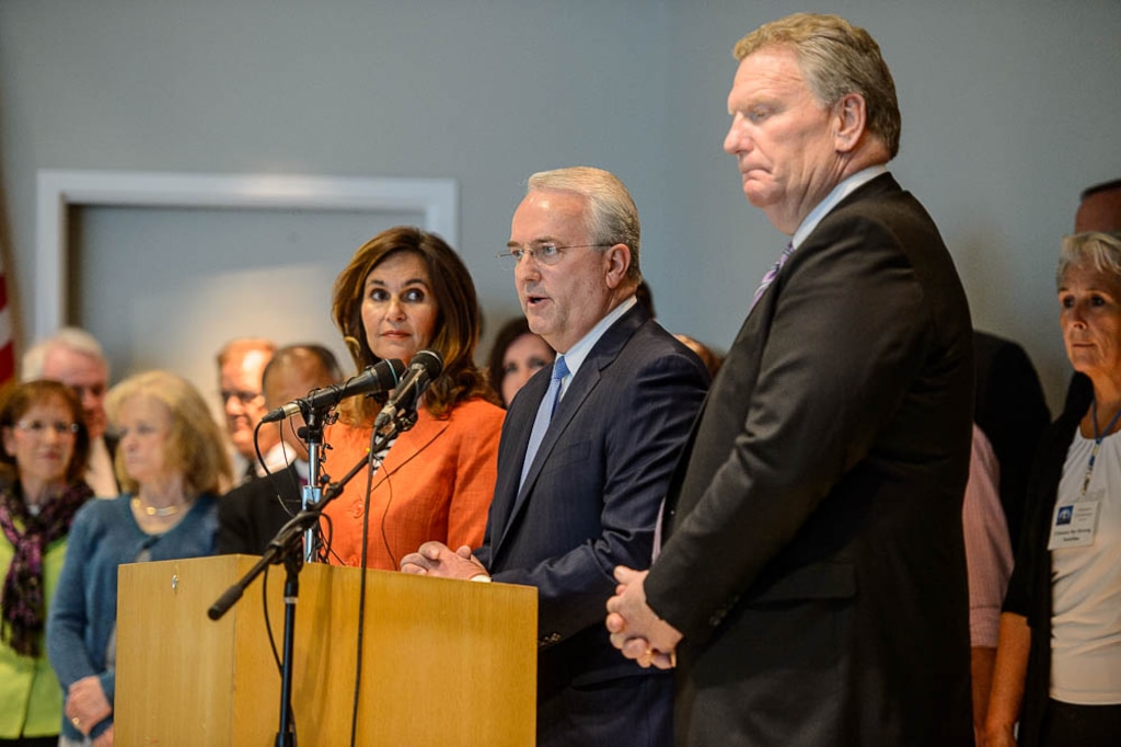 (Trent Nelson | Tribune file photo)  Jack Gerard of the LDS Church, with Lisa Harkness and Craig Christensen, announces the church's opposition to Utah's medical marijuana initiative at a news conference in Salt Lake City, Thursday Aug. 23, 2018.
