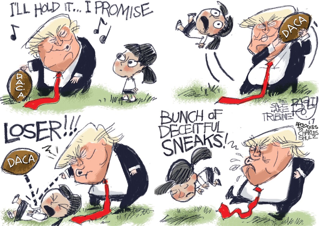 (Pat Bagley | The Salt Lake Tribune) This Pat Bagley cartoon, titled "Tricky Trump," appears in The Salt Lake Tribune on Friday, Sept. 1, 2017.