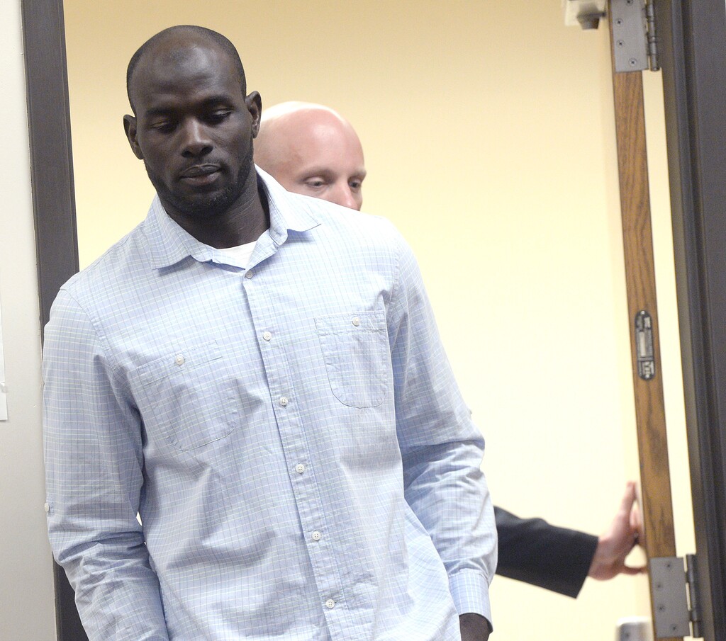 (Al Hartmann  |  The Salt Lake Tribune) 	Nasiru Seidu enters Judge Darold McDade's courtroom in Provo Tuesday Oct. 10.   He is accused of raping a BYU student at her off-campus apartment two years ago.  