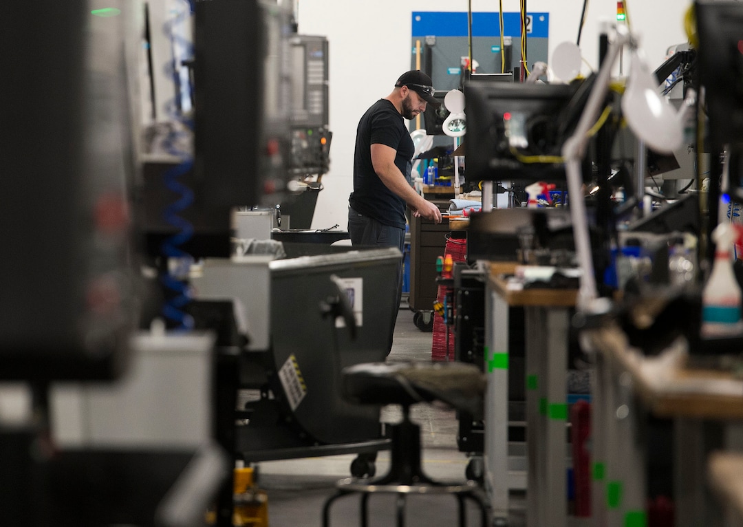 Leah Hogsten  |  The Salt Lake TribuneSilencerco's assistant shop manager Buddy Watts tidies his work station. Silencerco is one of the country's largest manufacturers of silencer for guns of all kinds, Friday, May 28, 2017.