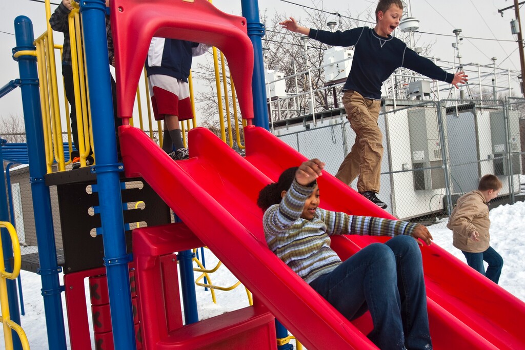 (Chris Detrick  |  Tribune file photo) 
Victoria Hampton, James Higgins and Seth Ahlers play on the playground during recess at Hawthorne Elementary in Salt Lake City Tuesday January 4, 2011.