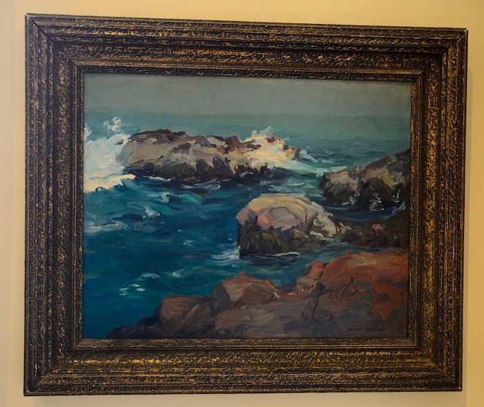 (Steve Griffin  |  The Salt Lake Tribune) This painting by Waldo Midgley is one of 11 historic Utah paintings offered for sale in a sealed-bid auction for the Logan City School District. The paintings are on display at Dave Ericson Fine Art in Salt Lake City.